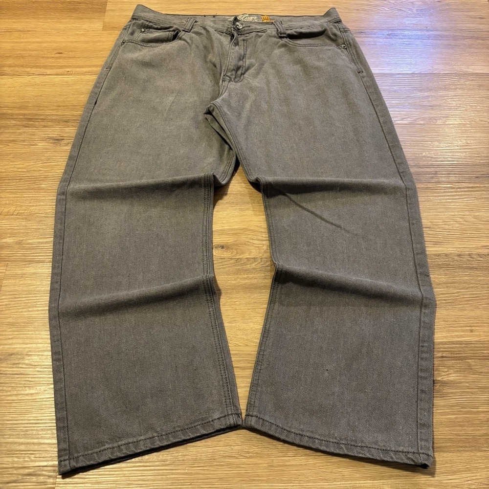 VTG Miskeen Originals Jeans 40x32 (Fits 36x28) Baggy Embroidered Skater Gray Y2K